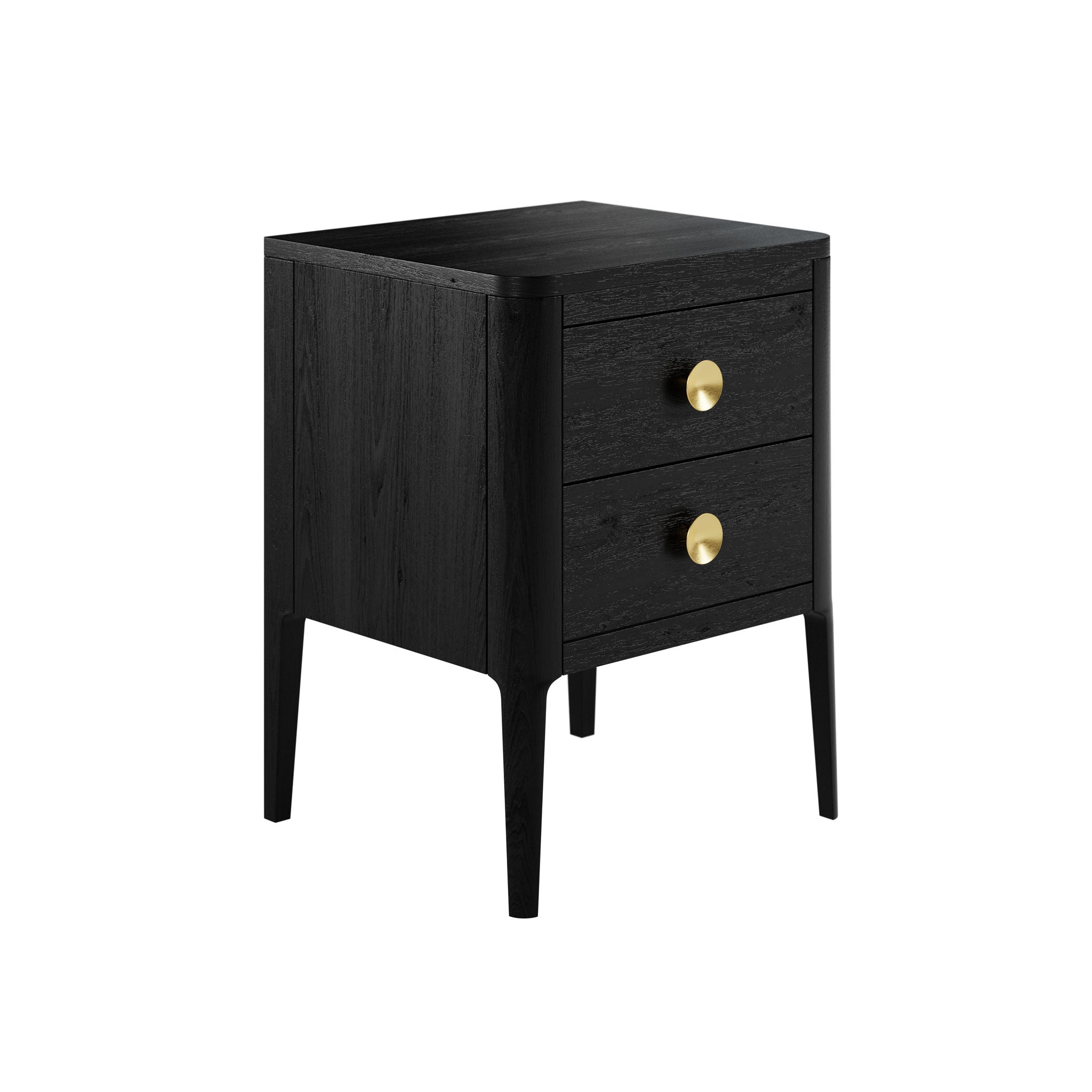 DI Designs Abberley Black Oak Wood & Gold Bedside Table | 2 Drawers